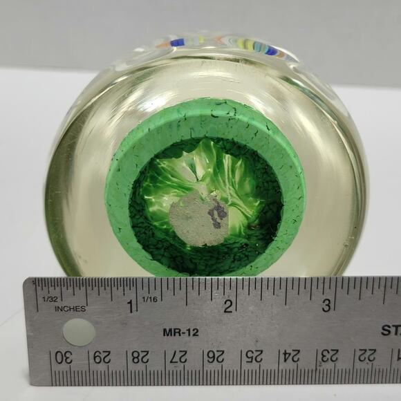 Teardrop Egg Shaped Bubbles Green Multicolor Art Glass Paperweight Stalagmites - Picture 16 of 16